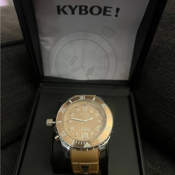48mm Watch Stainless Steel Golden Silicone Band KYBOE! Power Japanese Movement - Picture 4 of 5
